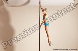 Underwear Gymnastic poses Woman White Moving poses Slim long blond Dynamic poses Academic